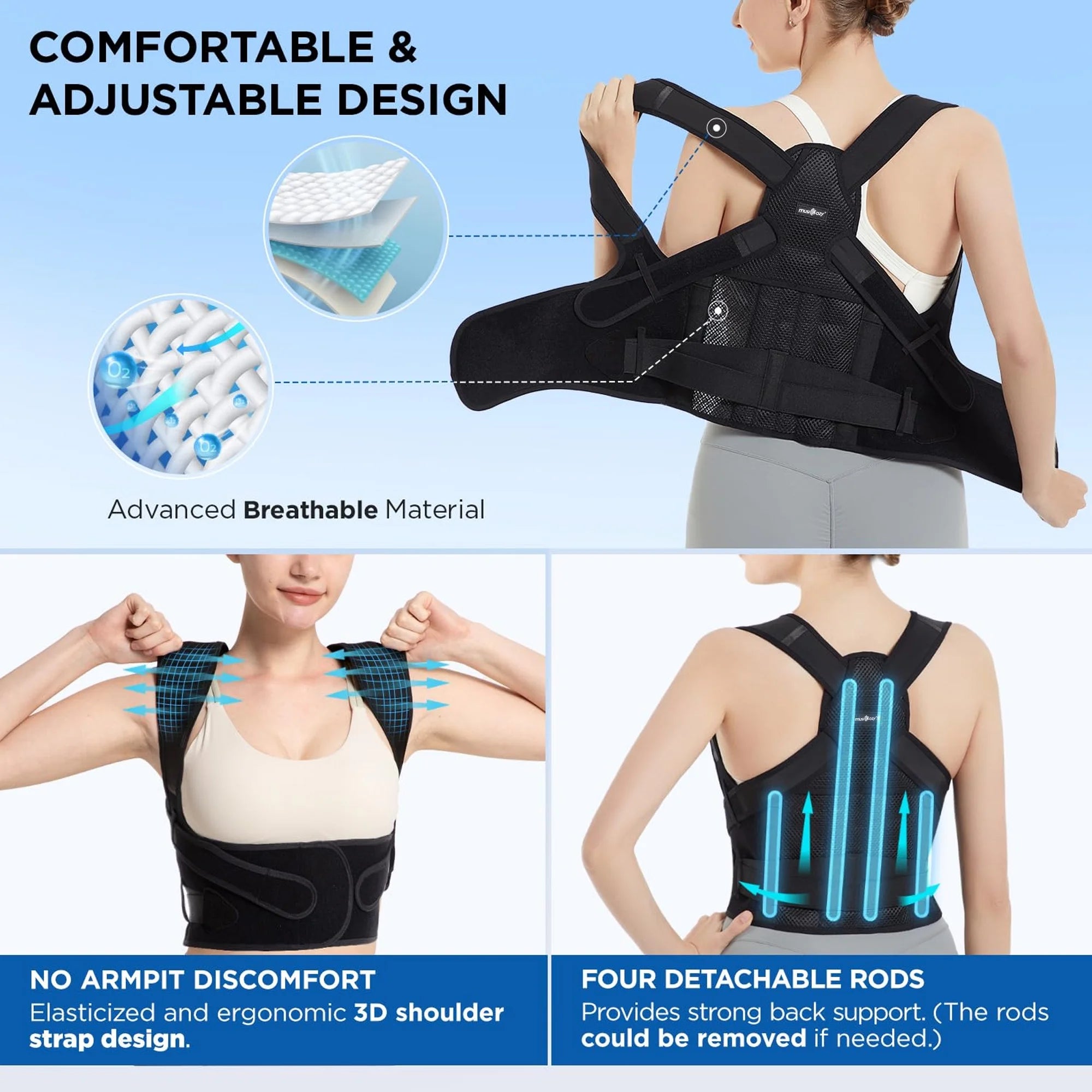 Back Brace Posture Corrector for Women and Men, Back Straightener Posture Corrector, Scoliosis and Hunchback Correction, Back Pain, Spine Corrector, Adjustable Posture Trainer, Medium