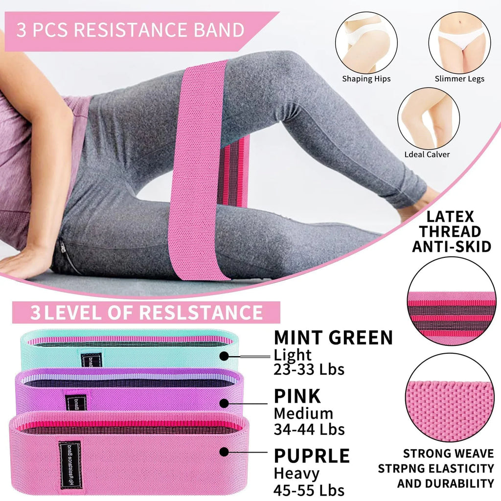 9 Pcs Barbell Pad Set, Barbell Squat Pad for Hip Thrusts, Lunges, Leg Day with 2 Gym Ankle Straps, 3 Hip Resistance Bands, 2 Lifting Strap, Barbell Pad and Carry Bag,Pink