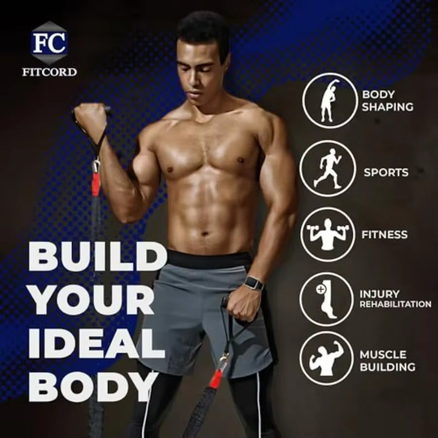 American Made Resistance Band Home Gym Starter Set - 2 Compact Stackable Resistnace Bands for Men and Women, Travel Friendly-By