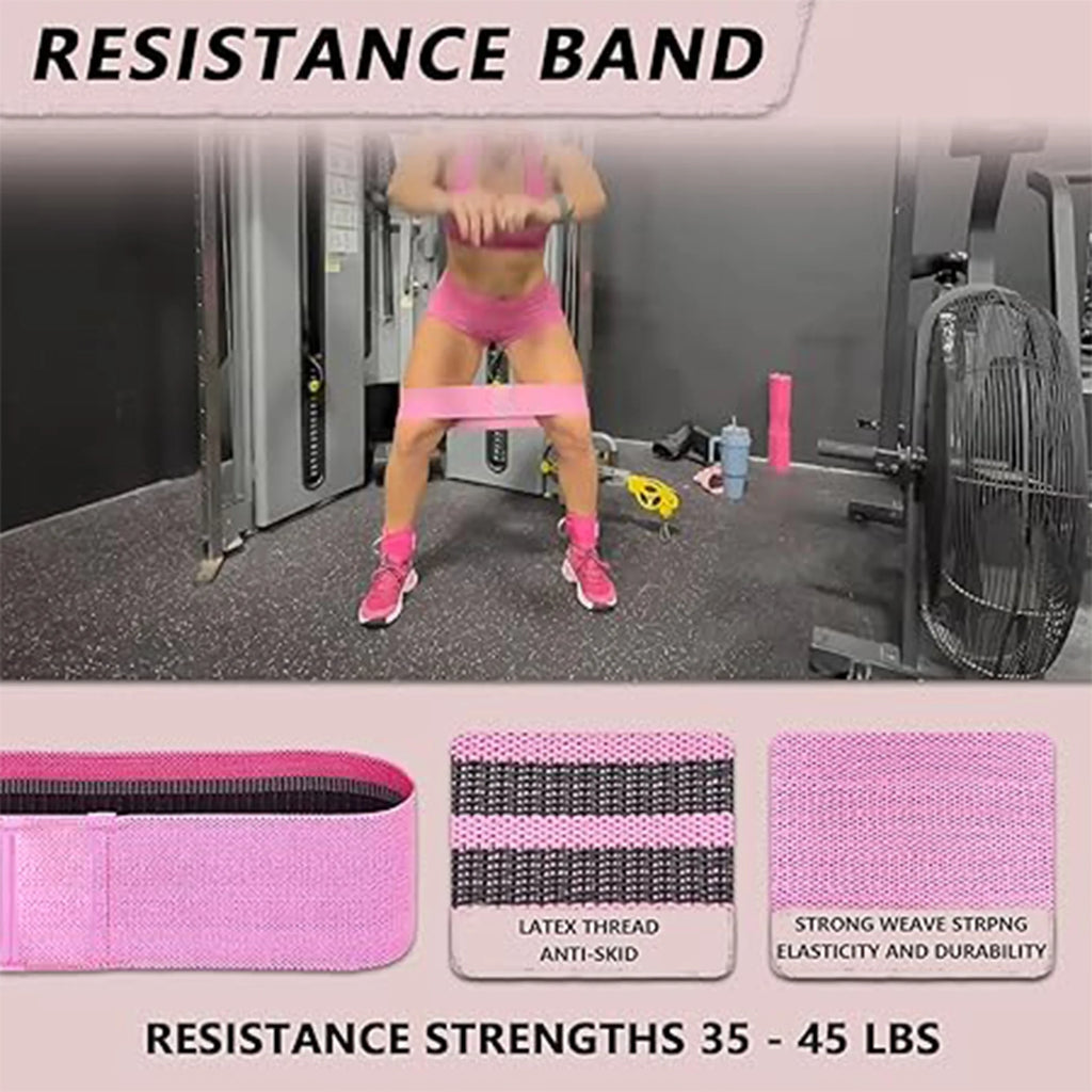 9 Pcs Barbell Pad Set, Barbell Squat Pad for Hip Thrusts, Lunges, Leg Day with 2 Gym Ankle Straps, 3 Hip Resistance Bands, 2 Lifting Strap, Barbell Pad and Carry Bag,Pink