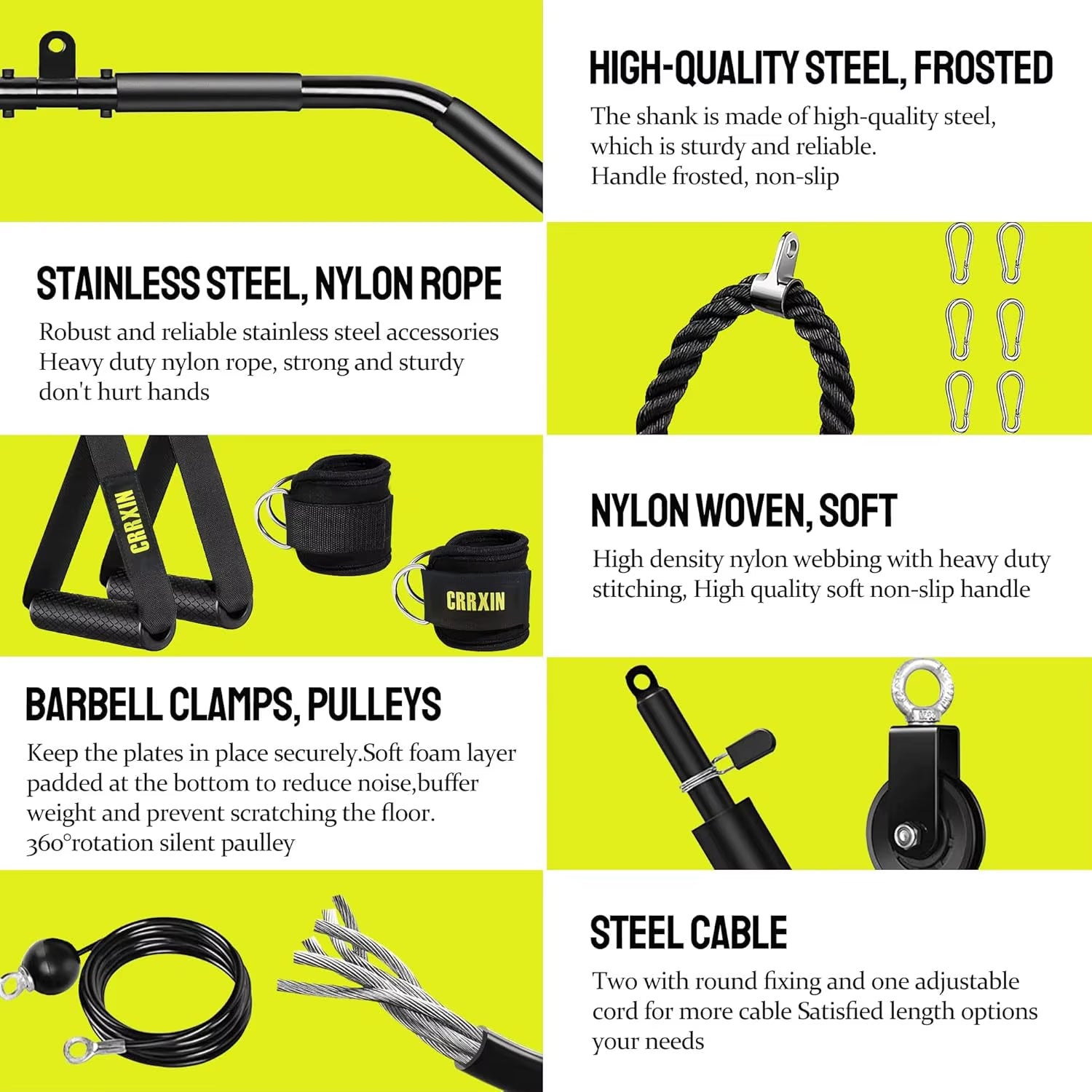 Home Gym Gravity Pulley System Set,Fitness LAT and Lift Pulley System Attachments for LAT Pull Down,Biceps Curl Workout, Tricep